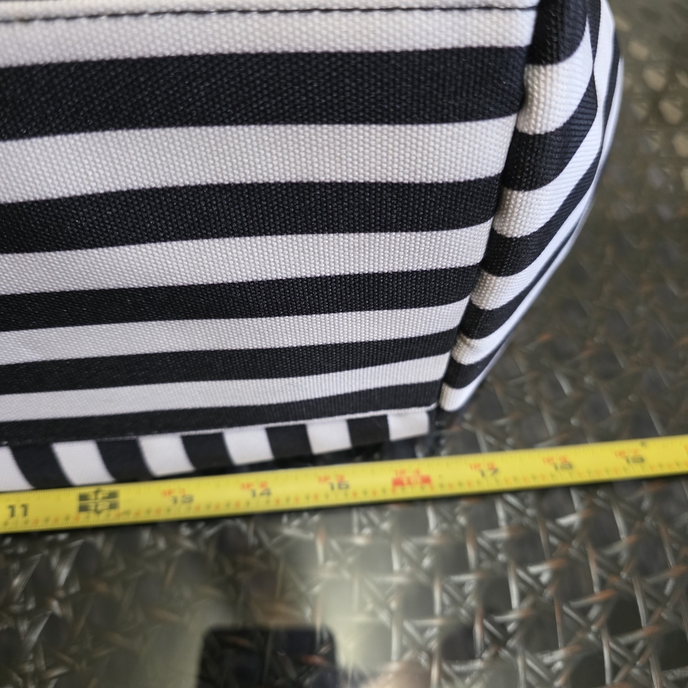 Alice + Olivia Black & White Striped Travel Gym Overnight Bag - Picture 6 of 7